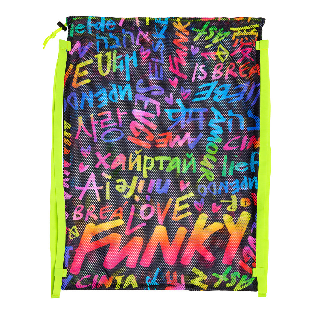 Funky Accessories Mesh Gear Bag - Love Funky
